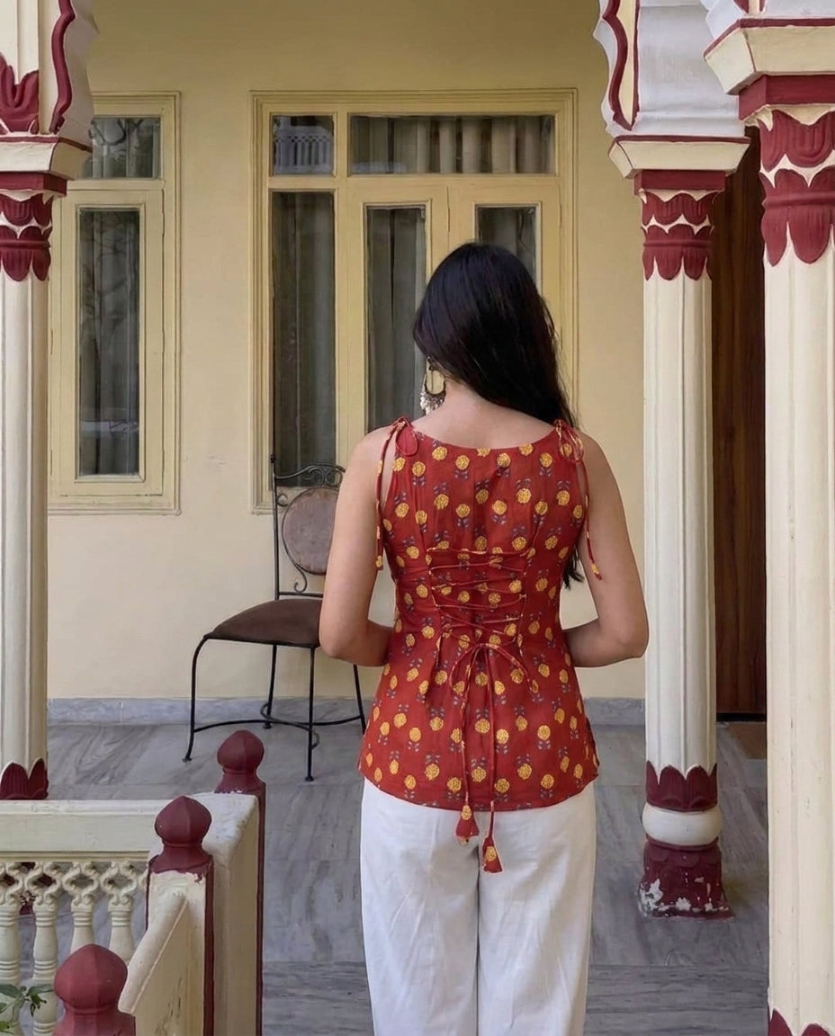 Urja Red Bloom Camisole Kurti