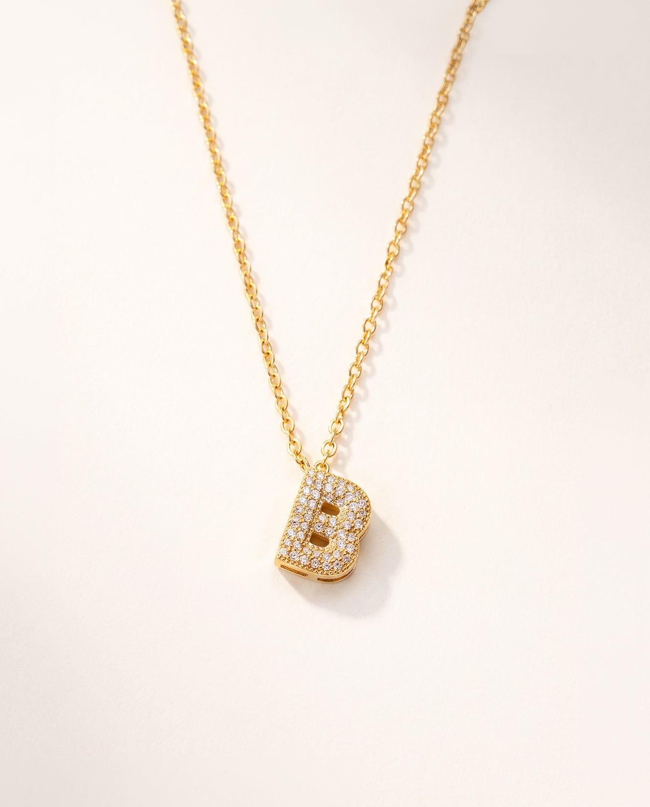 The B Rhinestone Anti Tarnish Necklace - Gold