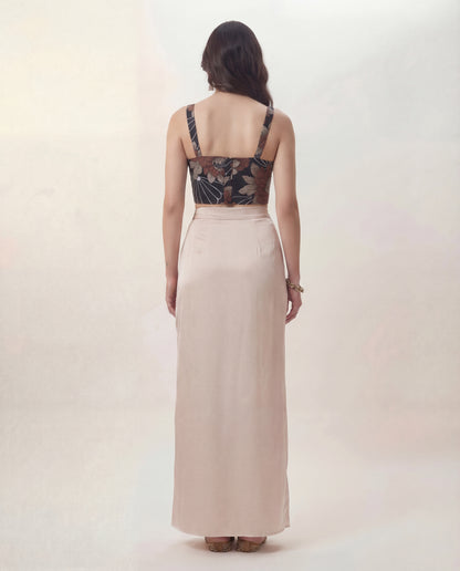 Floral Print Bustier Top and Skirt Coord Set