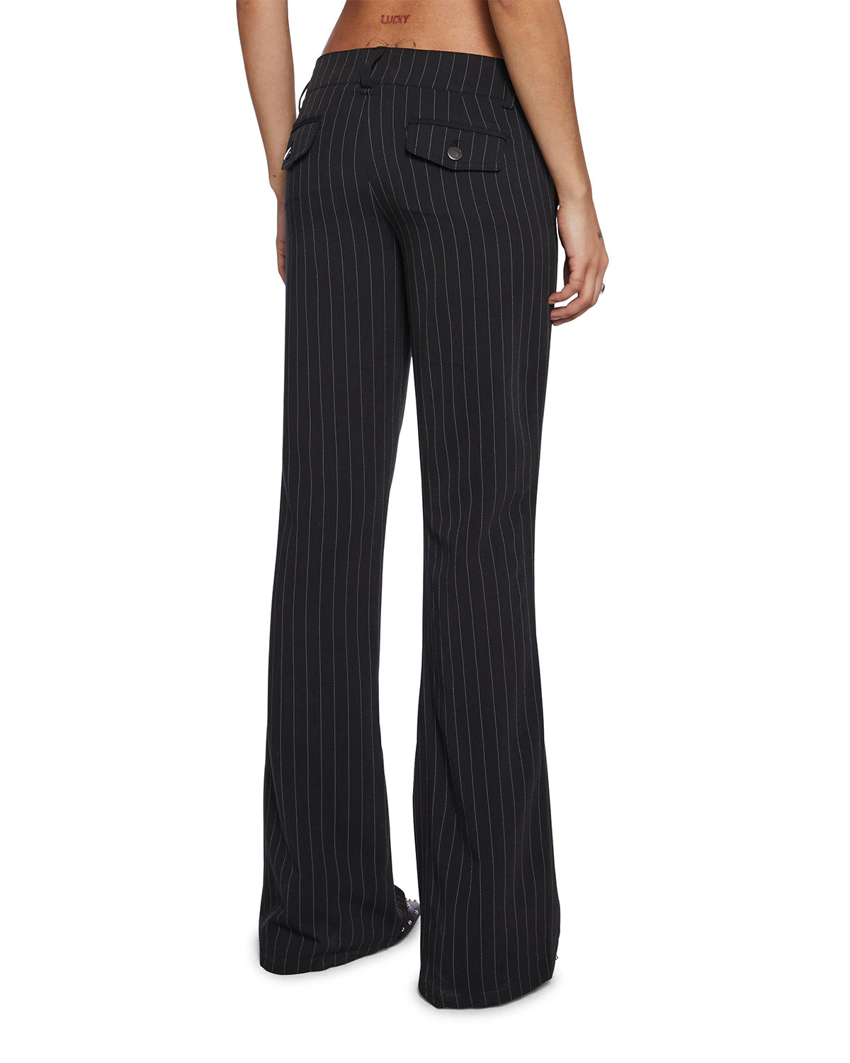 pinstripes-flared-pants-black-oy1204,24110010GG72,bottomwear,cargos,casual,streetwear,woven,polly cotton,black,zipper pocket,zipper,straight fit,flared,full length,high rise,Color: Black
Fabric: Polly Cotton
Fit: Flared Fit 
Length: 40 inches
Waist: High Rise
Closure: Zip & Button
No. of Pockets: 2
Print: Pinstripes
Detail: Zipper trim in the front for a distinctive detail,PINSTRIPES FLARED PANTS