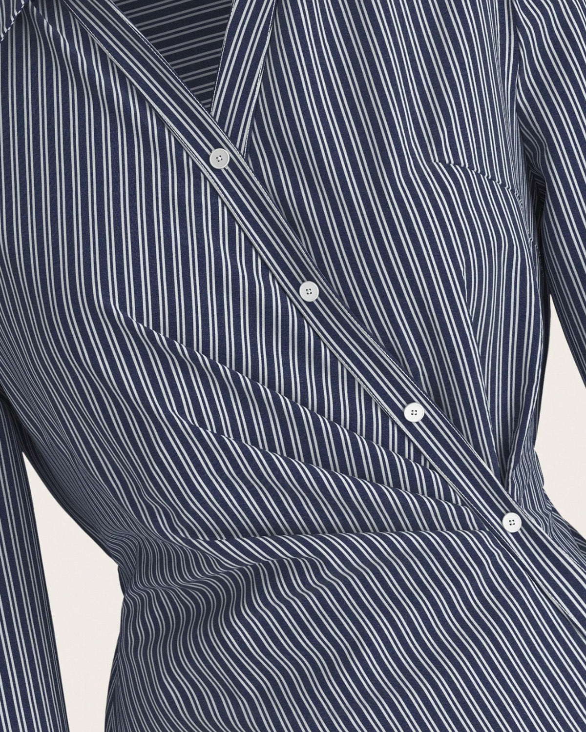 topwear,shirts,casual, casual chic, semi-formal,gen z, millenial, minimal, summer,woven,crepe,dark blue,stripes,contrast,button,regular fit,shirt,regular length,asymmetric hem,collared,set in sleeves,long sleeves	OY2136, 25090027GG