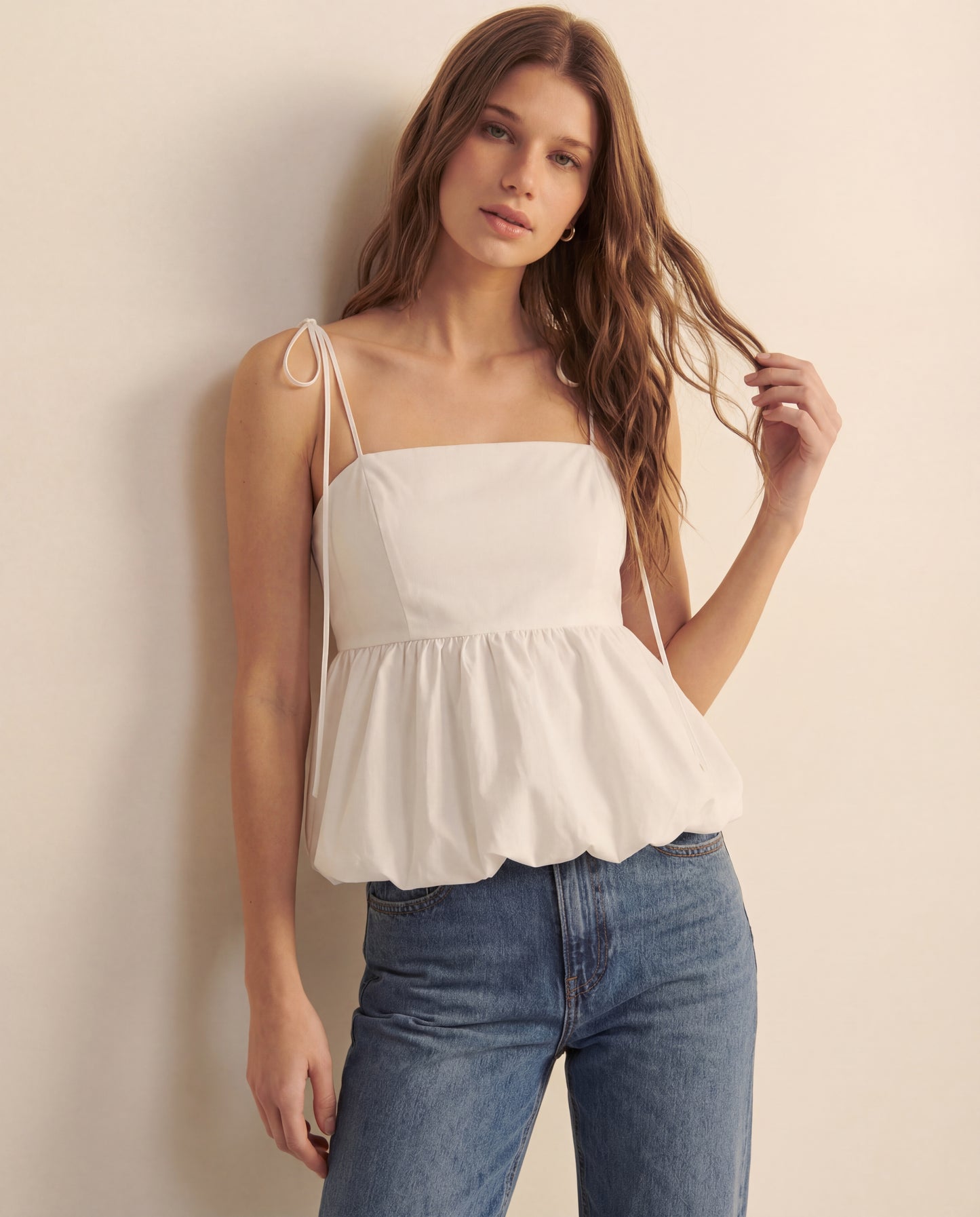 topwear,tops,casual, vacation, outdoor events,bold, glam, minimal, summer,woven,cotton,white,solid,pleated,skinny fit,balloon top,waist length,bubble hem,off shoulder,sleeveless, OY1917, 25060022GG