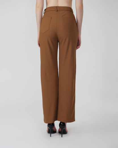 TEXTURED STRAIGHT PANTS,Color: Tan Brown
Fabric: Ribbed
Fit: Straight Fit 
Length: Full Length (41 inches)
Waist: Mid Rise
Closure: Zip & Button
No. of Pockets: 4,bottomwear,pants,semi-formal,woven,ribbed,tan brown,straight fit,straight,full length,mid rise,suited for influencer,textured-straight-pants-tan-brown