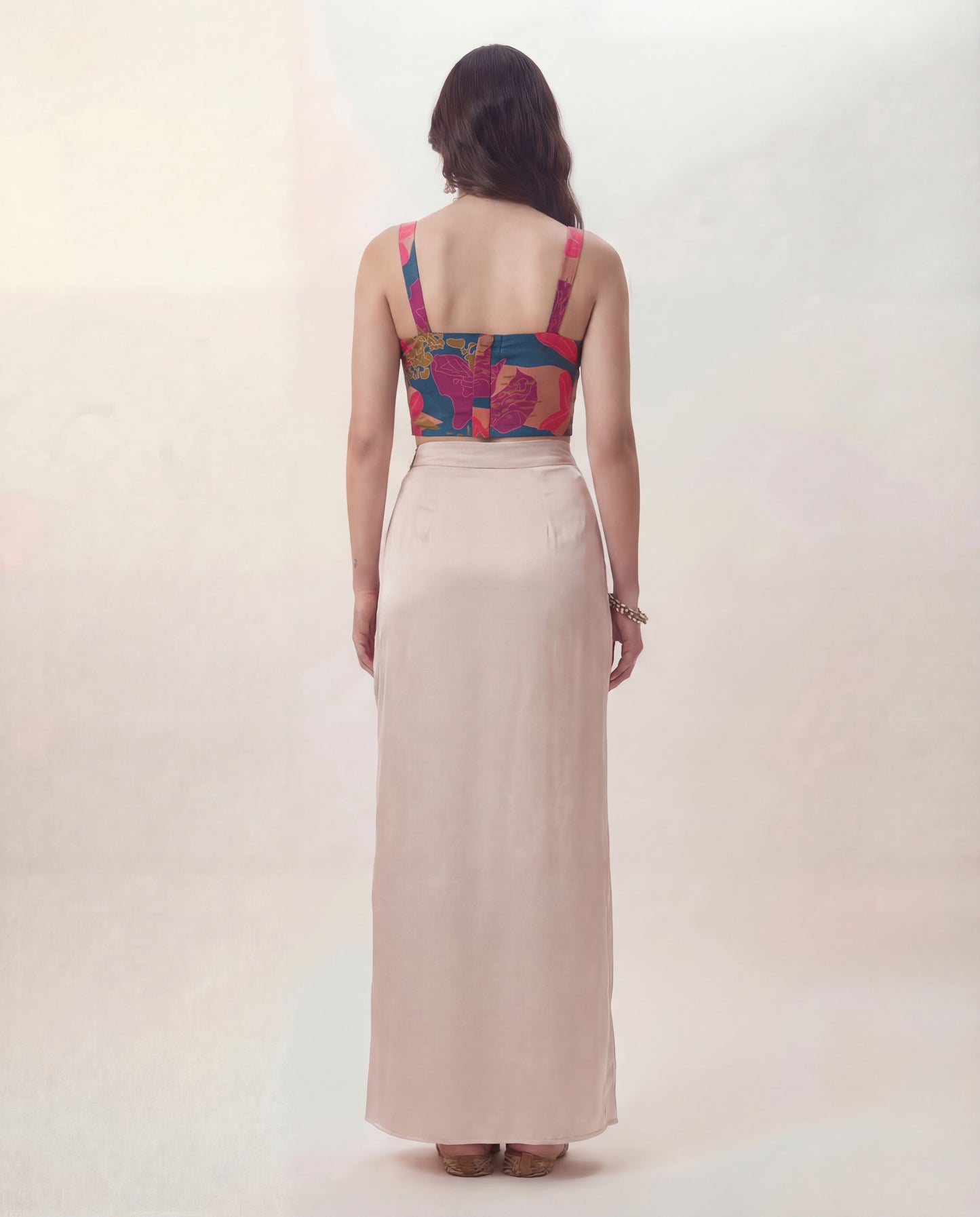 Abstract Bustier Top and Pleated Skirt Coord Set