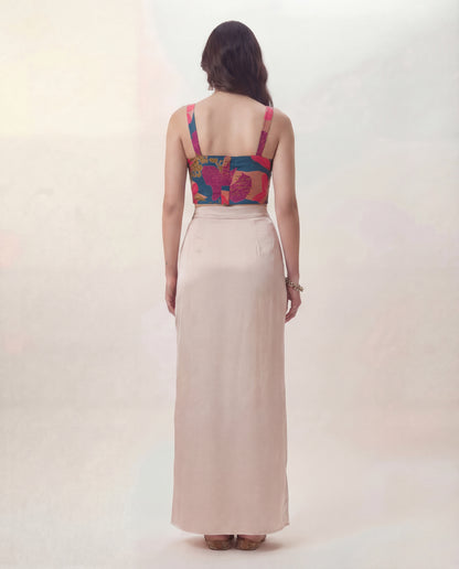 Abstract Bustier Top and Pleated Skirt Coord Set