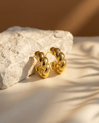 Golden Twisted Hoop Earrings