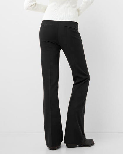 WELT IN POCKET STRAIGHT PANTS,Color: Black
Fabric: 92% poly 8% spandex
Fit: Straight Fit 
Length: Full Length (40")
Waist: High Rise 
Closure: Zip & Hook
No. of Pockets: 4
Print: Solid,pants,bottomwear,pants,semi-formal,workwear,stretchable,polyester, spandex,black,straight fit,straight,full length,high rise