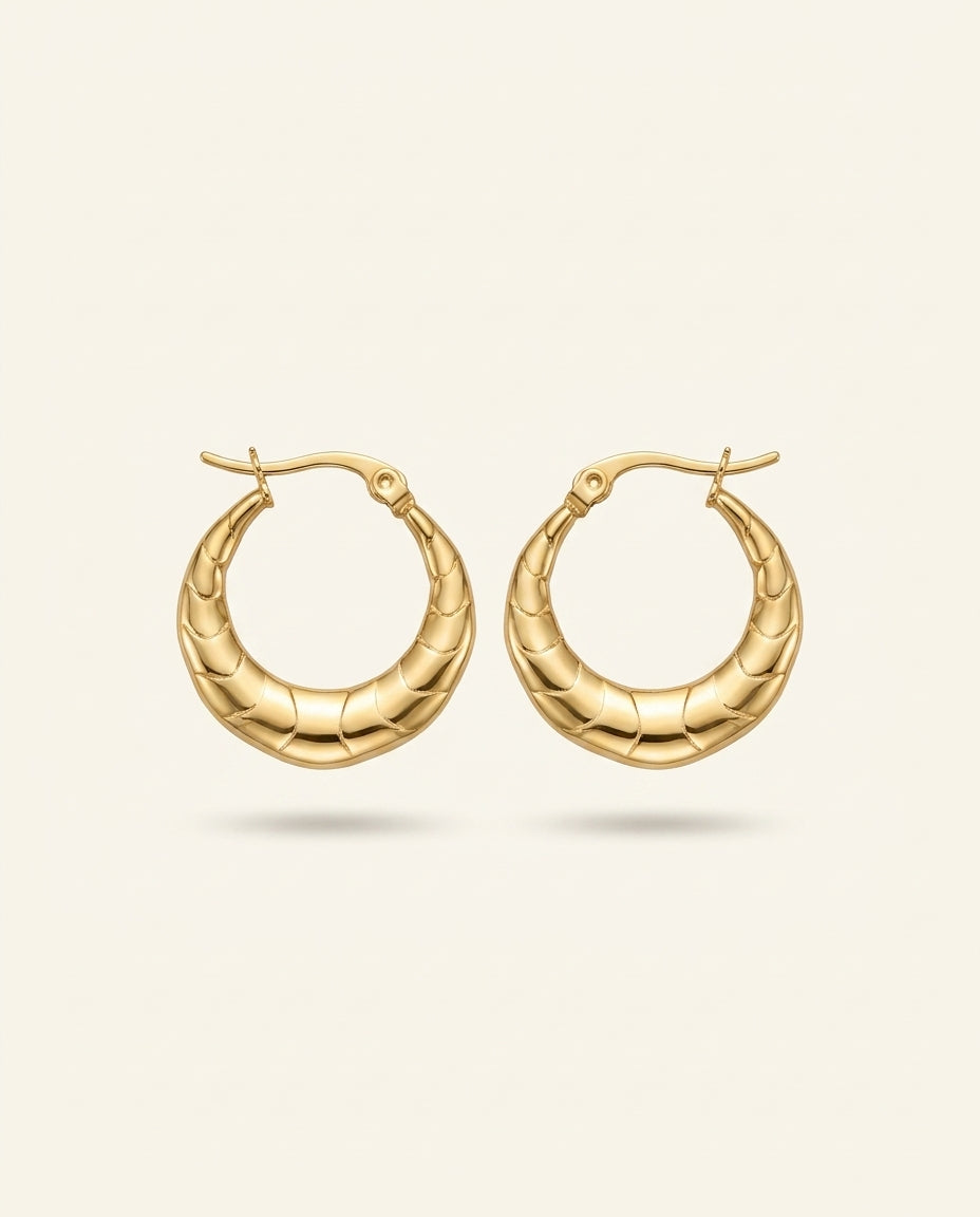 The Croissant Anti Tarnish Hoops - Gold