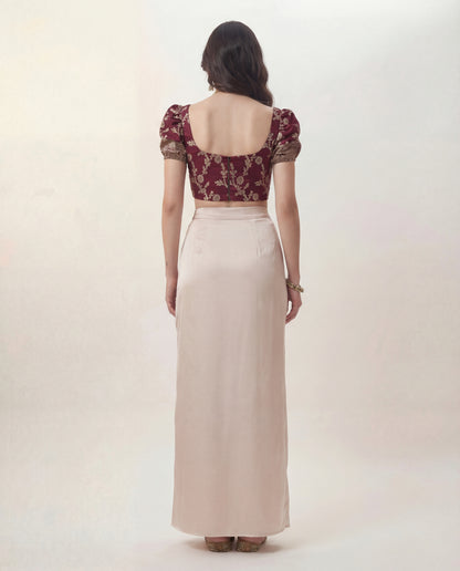 Puff Sleeve Corset Top and Skirt Coord Set