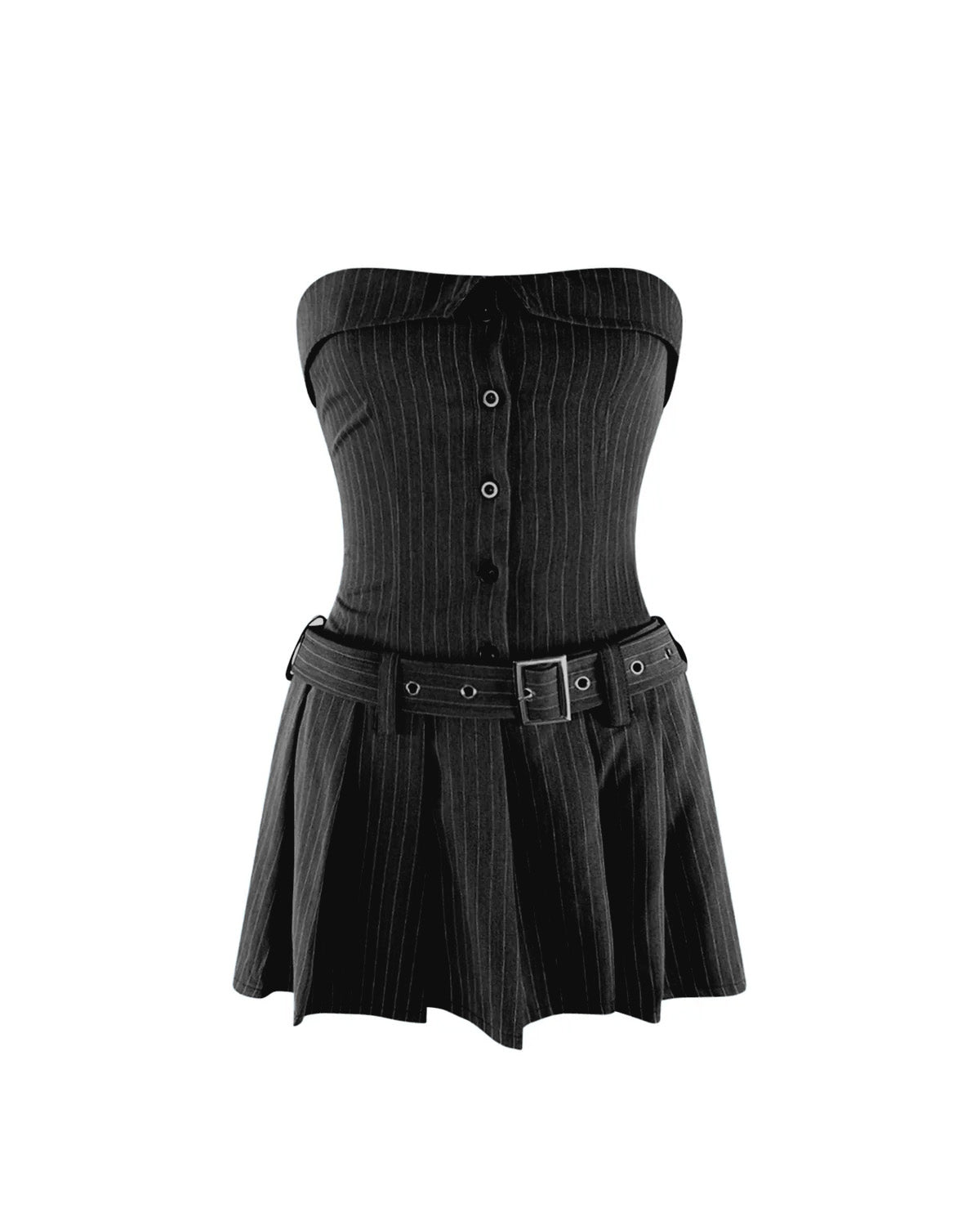 dresses,dresses,casual, outdoor event, statement,gen z, summer, streetwear,woven,poly cottonblack,pinstripe, stripes,pleated,butt,on,tailored fit,fit and flare,mini,straight hem,off shoulder neck,sleeveless,elasticized back	OY2008,25060040GG