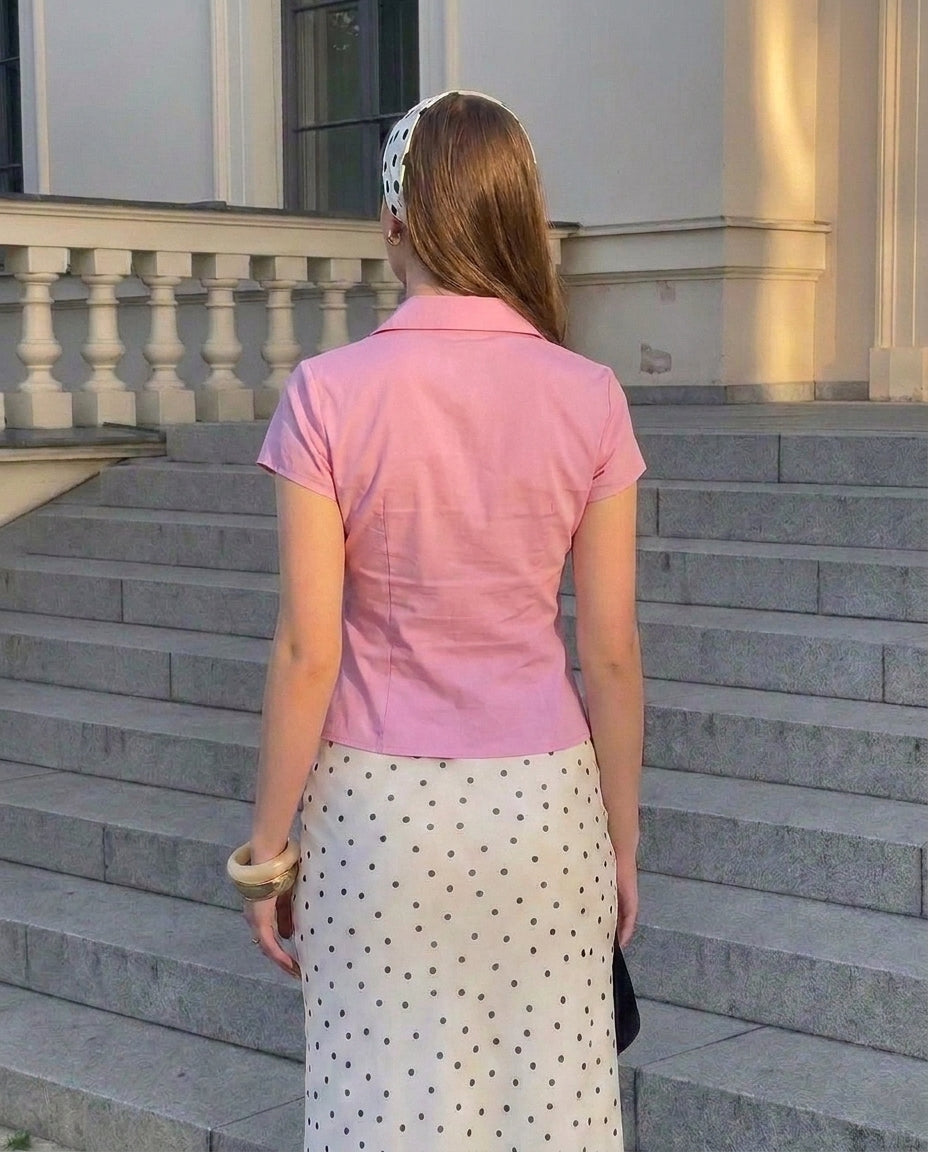 Pink Waist Fitted Cotton Shirt