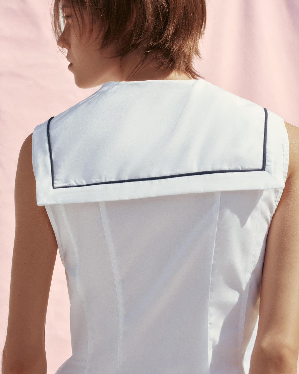 topwear,tops,casual, outdoor events,minimal, soft girl, summer,woven,cotton,white,solid,flounce,button,slim fit,fit and flare,waist length,flounce hem,v-neck,sleeveless, OY1915, 25060020GG