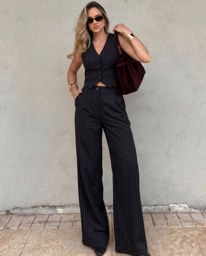 Pinstripes Vest And Pant Co-Ord Set