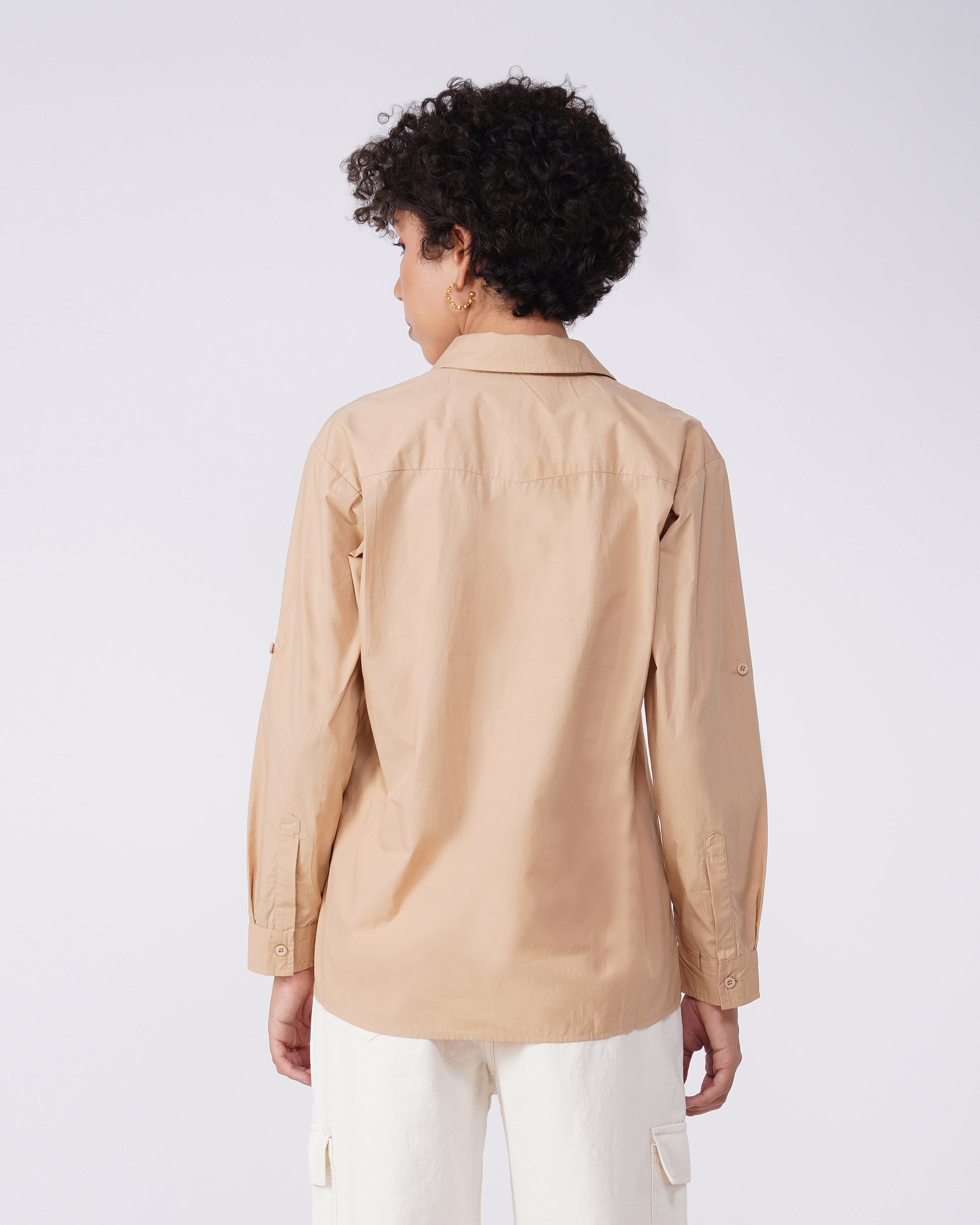 utility-pocket-shirt-beige,UTILITY-POCKET SHIRT,topwear,shirts,outdoor events,streetwear,woven,poplin,beige,solid,flap pocket, utility pocket,relaxed fit,regular,shirt collar,convertible sleeves,long sleeves