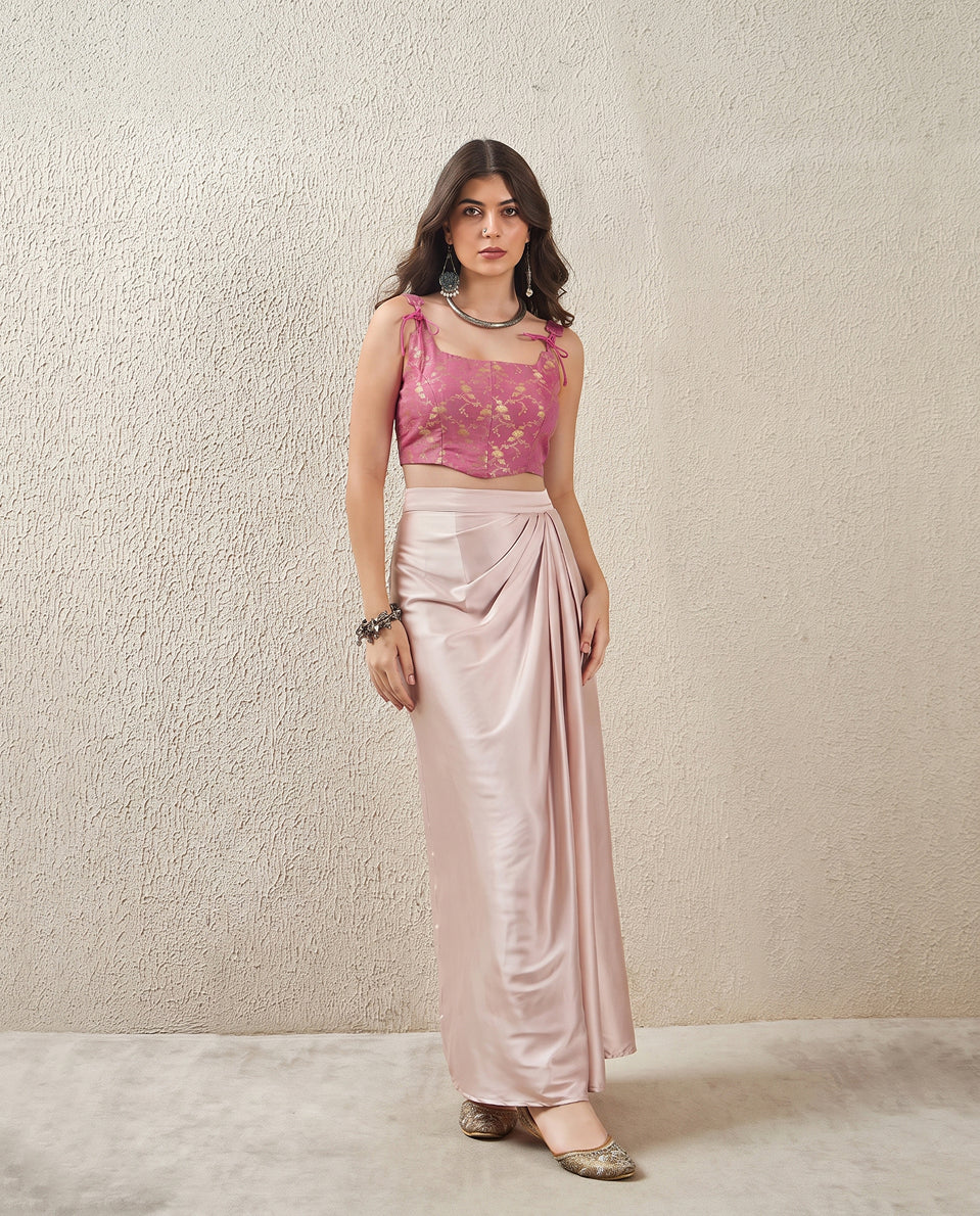 Light Pink Brocade Corset Top