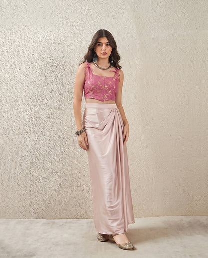 Light Pink Brocade Corset Top