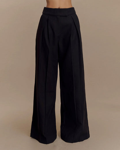 coord sets,bottomwear, topwear,formal, semi-formal, summer,urban fit, genz, minimal,woven,cotton,,,black,solid,panelling,tie up string,regular fit top,waist coat,waist length,straight hem,lapel collar,no straps,no sleeves,no sleeves,tie up top,pants,wide leg pants,full length,straight hem,mid rise waist,pockets	25070025GG, Oy3054