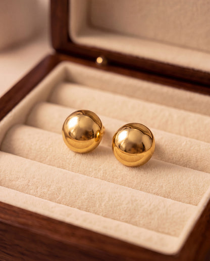 The Dome Stud Anti Tarnish Earrings - Gold