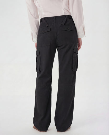 Black Wide Leg Adjustable Cargo