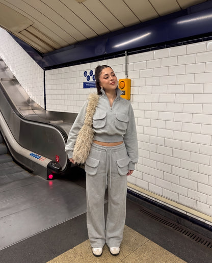 Light Grey Melange Utilitarian Sweat Set