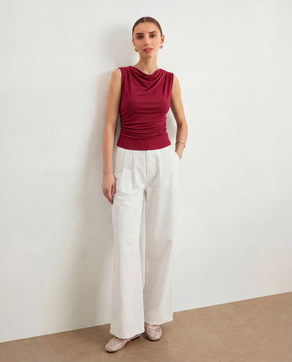 Cherry Red Cowl Neck Top