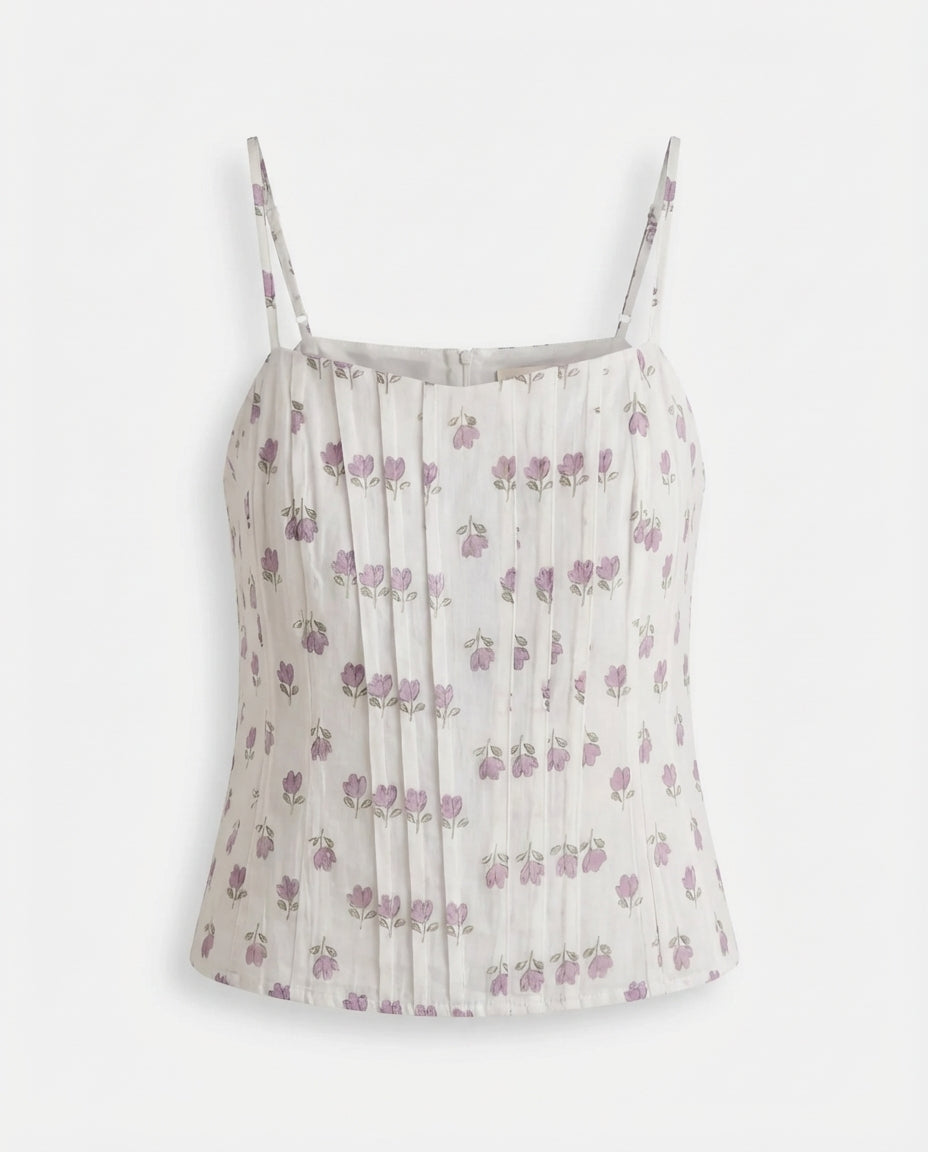 topwear,tops,ethnic, indo-western,ethnic wear, festive wear, indian wear, summer, casual,woven,poly cambric,printed,white,floral print,panelling,zipper,skinny fit,slim fit top,waist length,straight hem,sweetheart neck,shoulder strap,no sleeves,sleeveless	OY3009, 25070049GG
