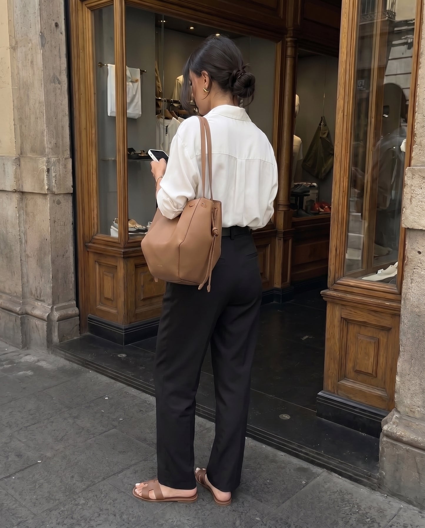 High Rise Black Tapered Trousers With Belt