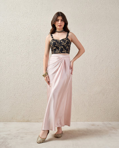Black Brocade Bustier Top