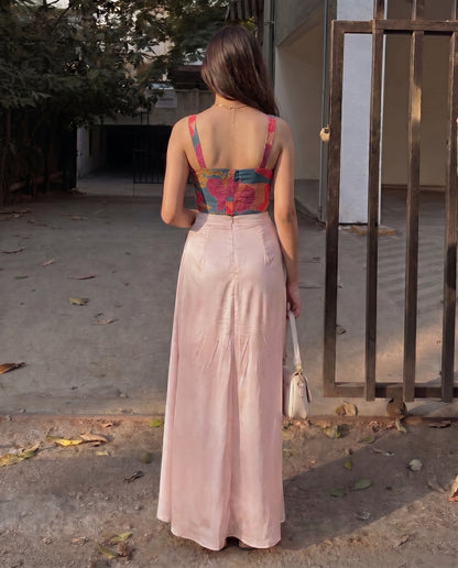 Abstract Bustier Top and Pleated Skirt Coord Set