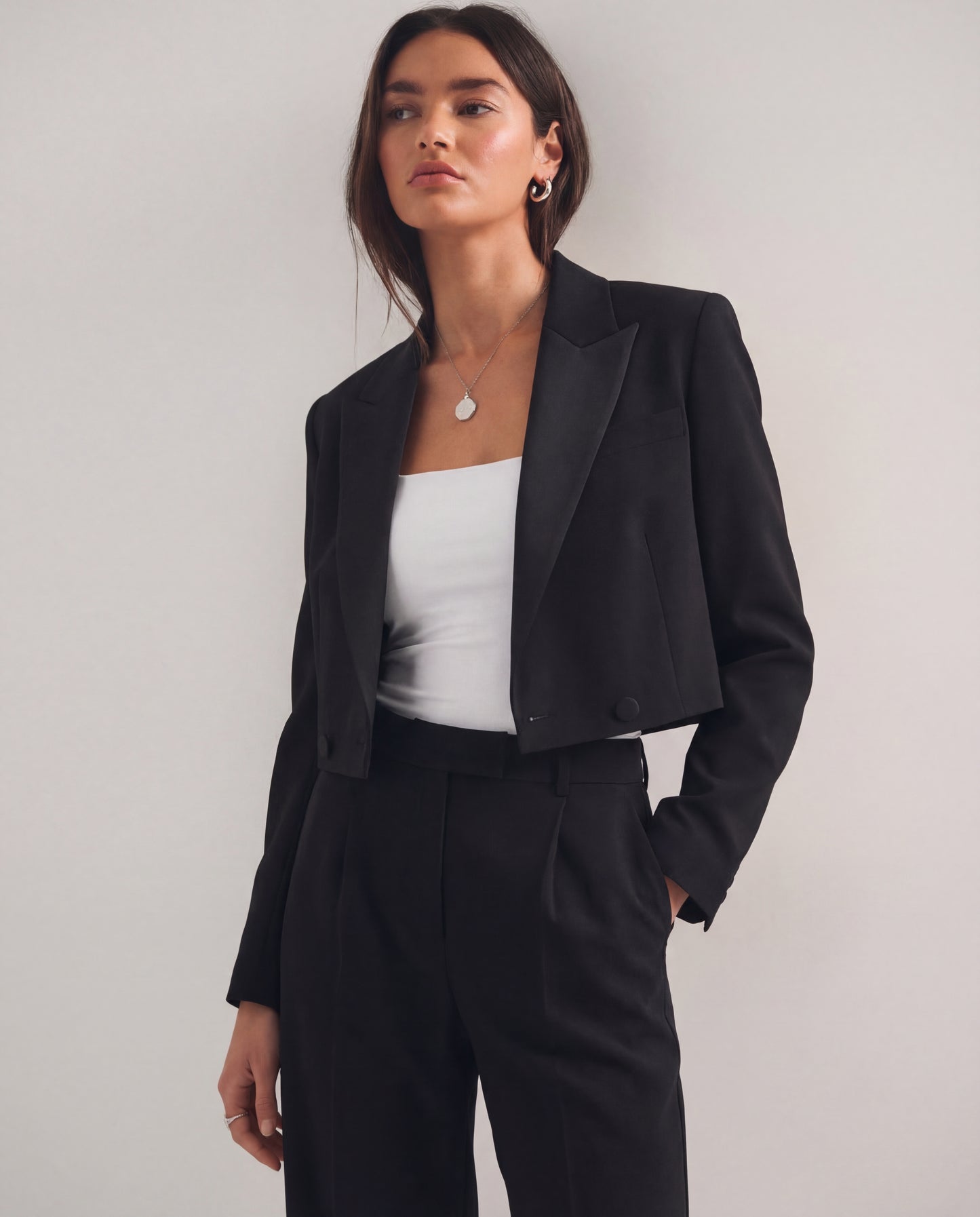 Black Cropped Blazer & Pant Set