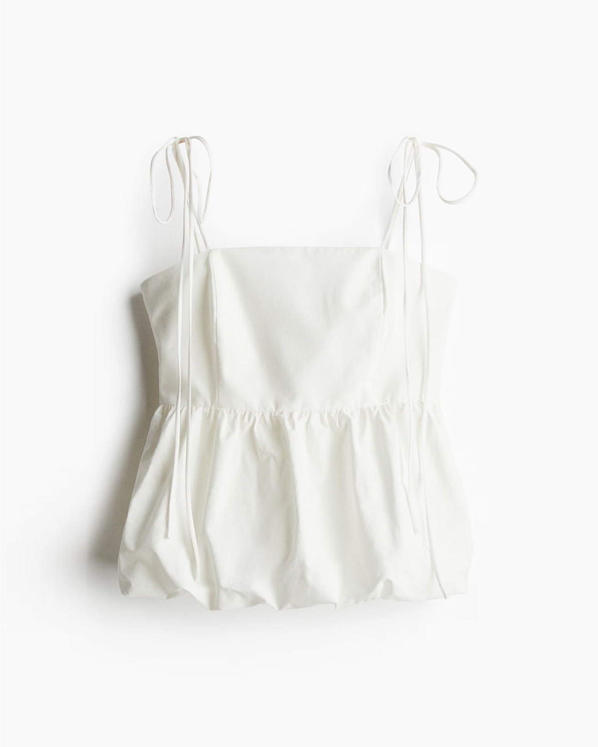 topwear,tops,casual, vacation, outdoor events,bold, glam, minimal, summer,woven,cotton,white,solid,pleated,skinny fit,balloon top,waist length,bubble hem,off shoulder,sleeveless, OY1917, 25060022GG