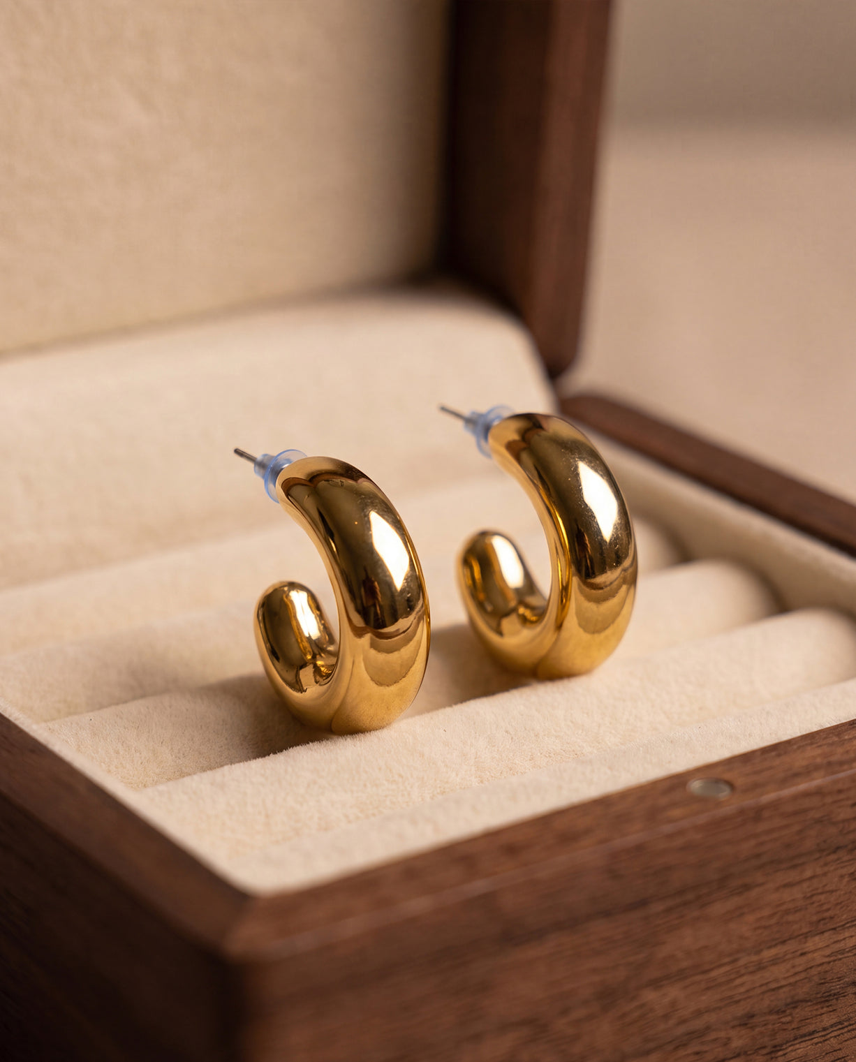The Dome Hoop Anti Tarnish Earrings - Gold