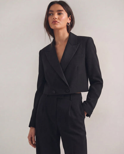Black Cropped Blazer & Pant Set
