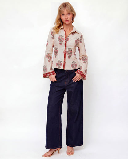 Boho Blossom Fitted Shirt - Off White