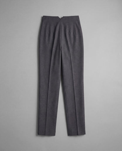 Grey High-Waist Tapered Trouser