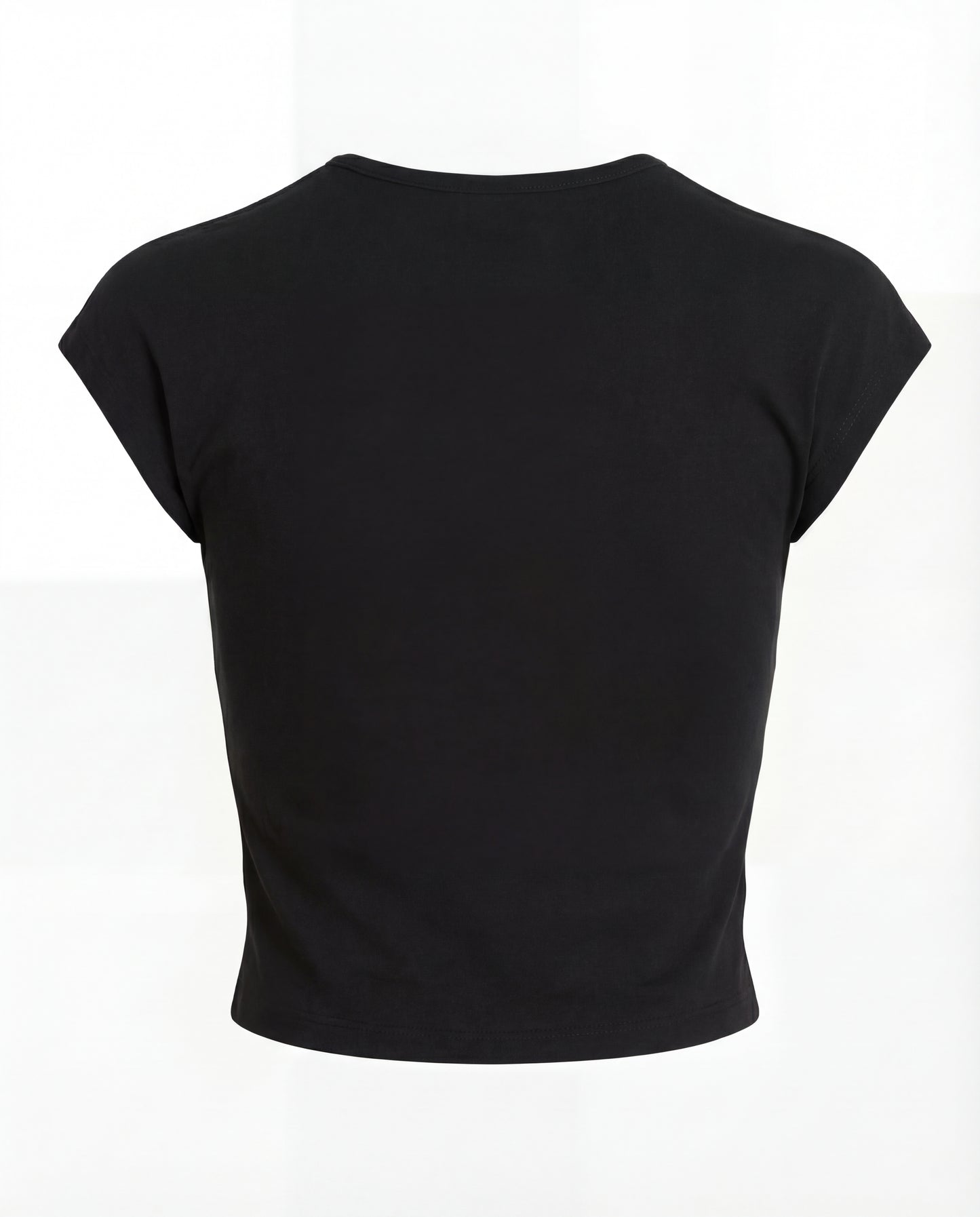 Black, crop top, basic, everyday wear, casual, ribbed, cotton, fitted