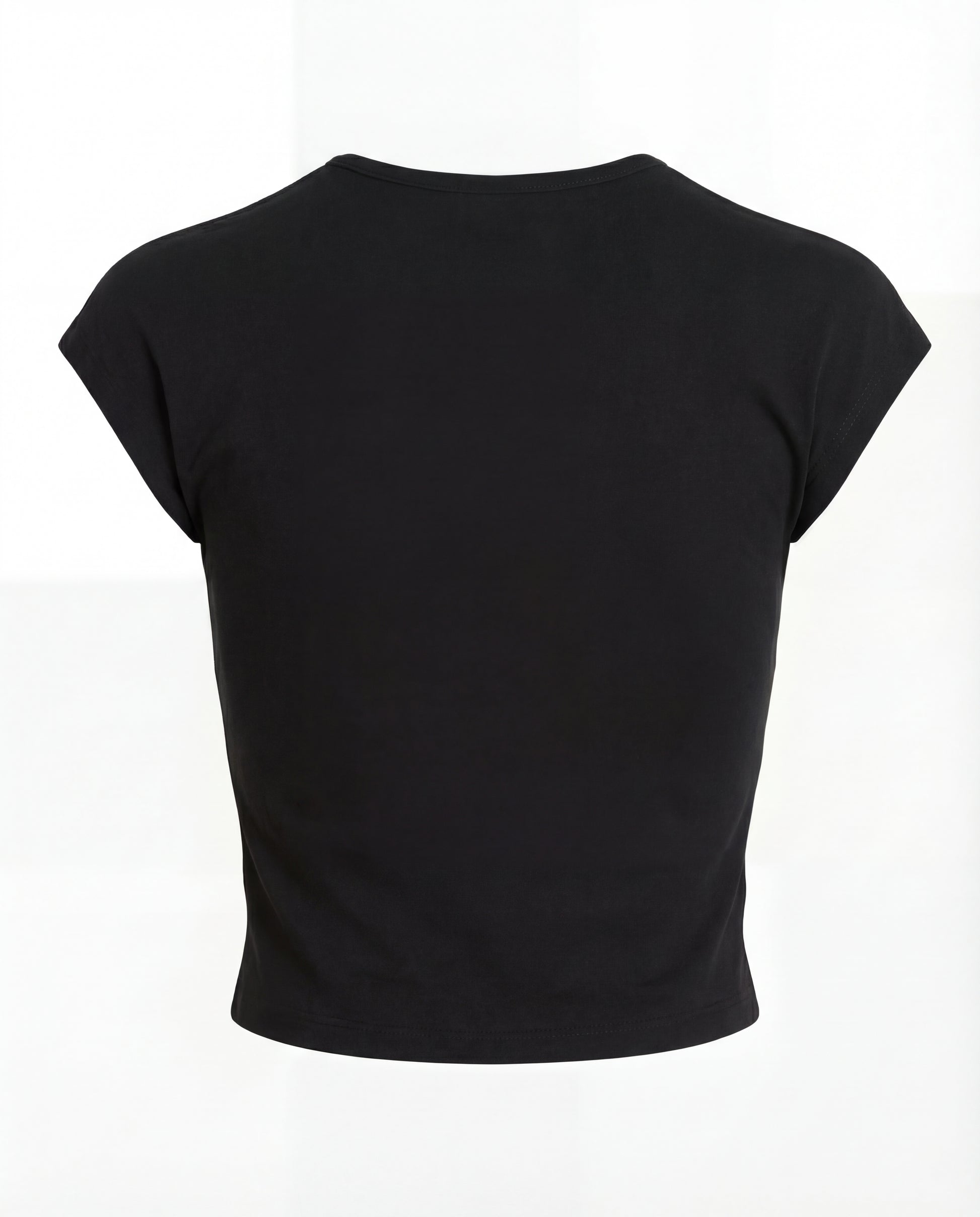 Black, crop top, basic, everyday wear, casual, ribbed, cotton, fitted
