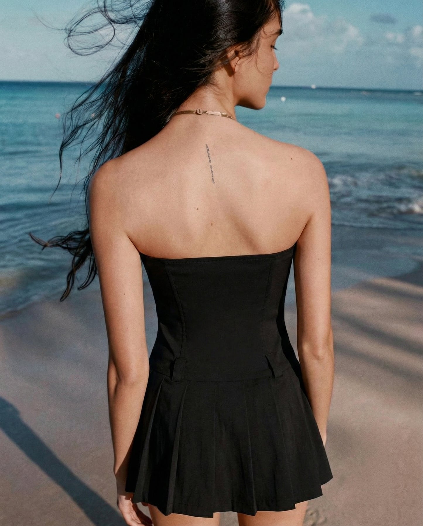 Black Bandeau Dress - 100% Cotton