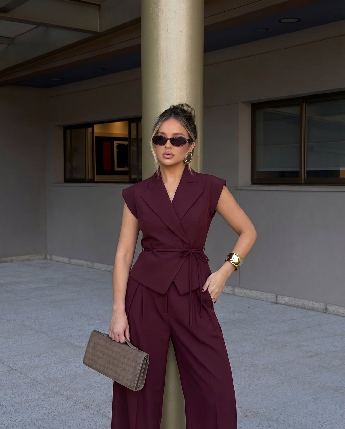Maroon Structured Suit Set