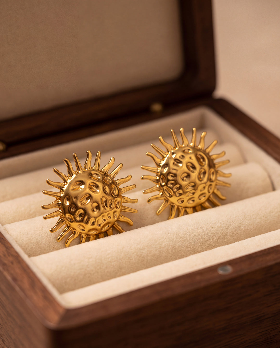 The Cosmic Sun Anti Tarnish Earrings - Gold