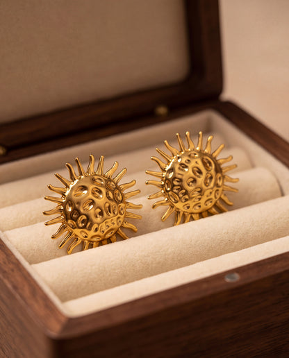 The Cosmic Sun Anti Tarnish Earrings - Gold