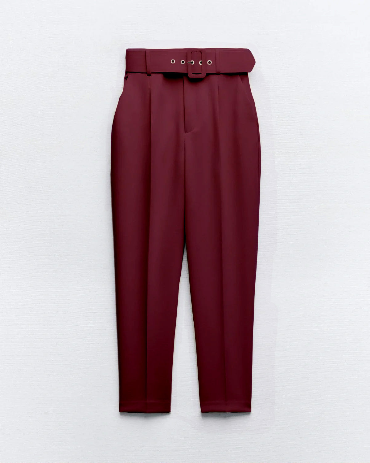 bottomwear,pants,formal, semi-formal,business outfit, urban fit, workwear,woven,polyester, spandex,maroon,pleated,belt,tailored fit,tapered,full lengthhig, h rise	25010046GG, OY942