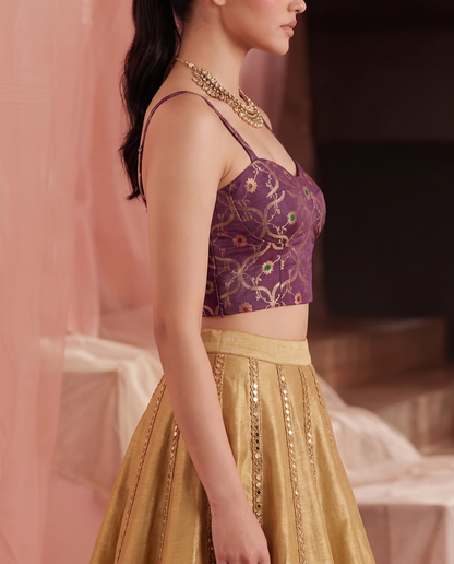 Wine Shabnami Brocade Corset Top