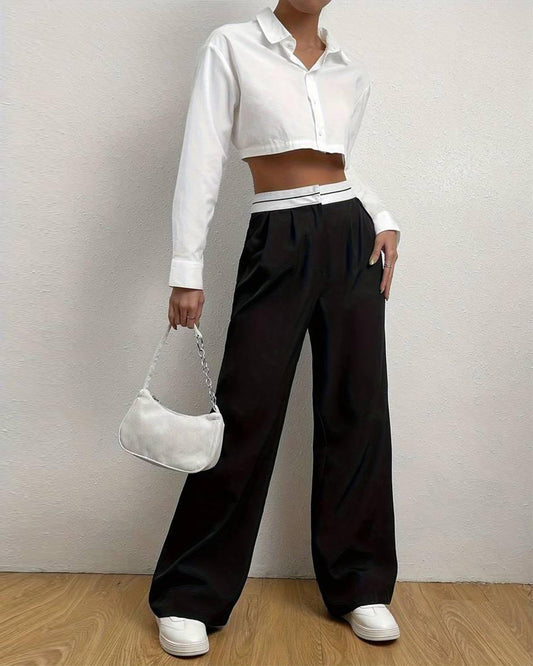 COLOR BLOCK PLEATED TROUSERS