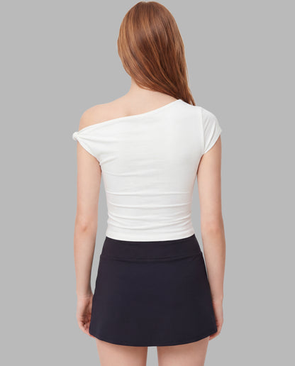 Knot Up Shoulder Fitted Top In White