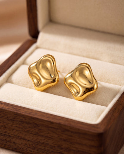 The Puff Square Anti Tarnish Earrings - Gold