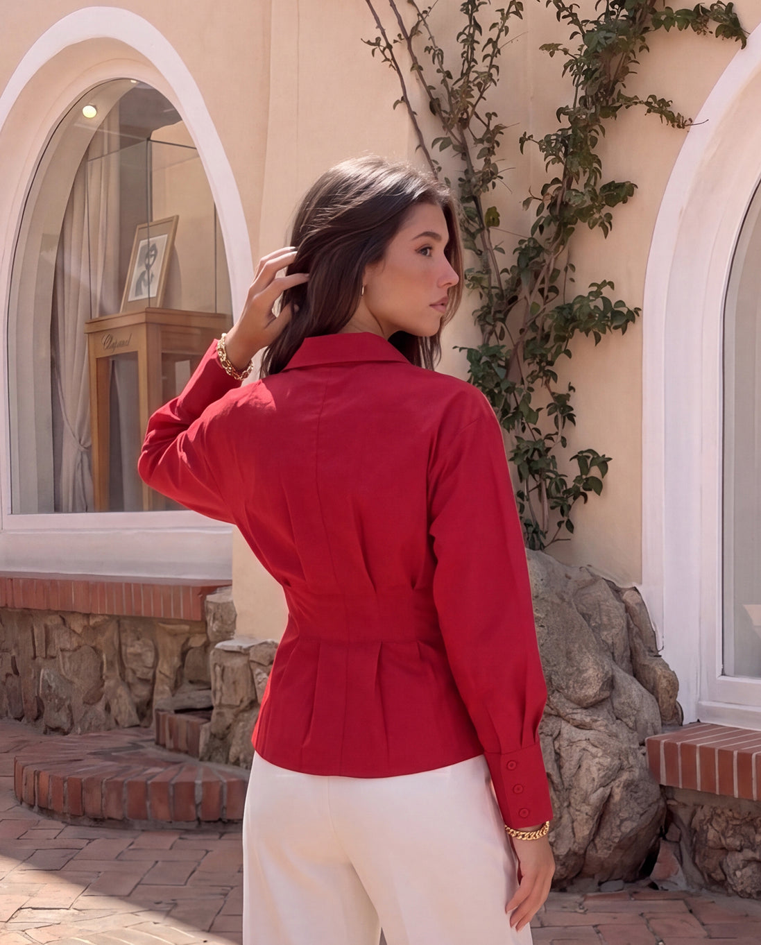Ruby Red Sculpted Waist Shirt
