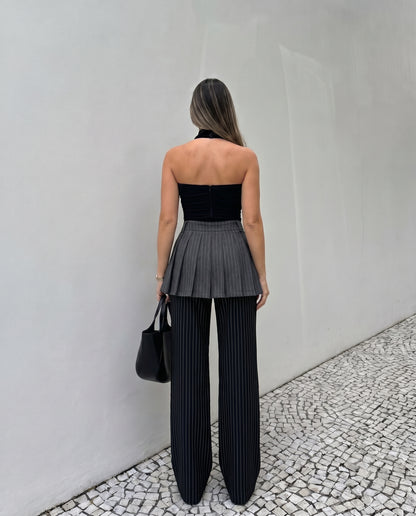 bottomwear,trousers,casual, casual chic,gen z, summer, black,buckles,wide leg fit,wide leg,full length,straight hem,high rise OY2054, 25110064GG
