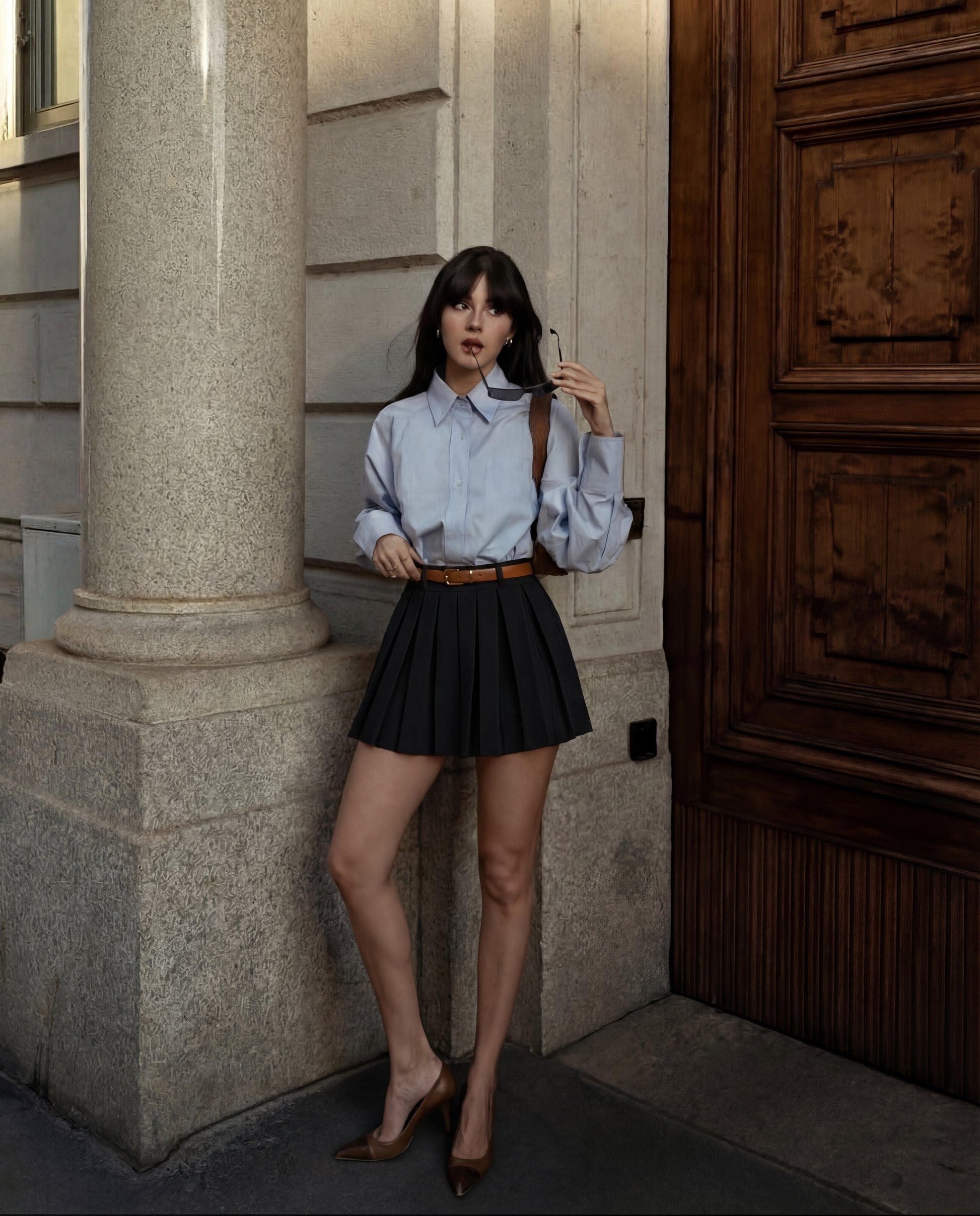 bottomwear,skirts,casual chic, party, vacation,bold, glam, summer,woven,cotton,black,pleated,hook,relaxed fit,mini skirt,mini,straight hem,mid rise,	25060051GG, OY2074