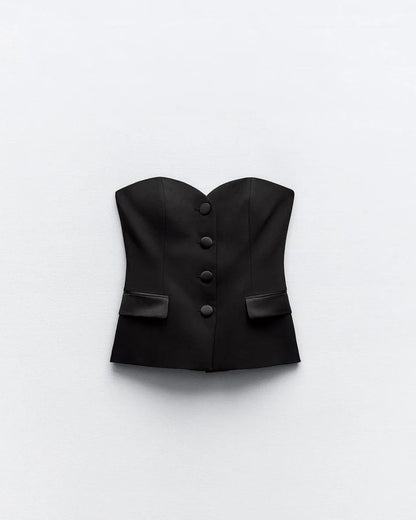 Carved Black Bandeau Top